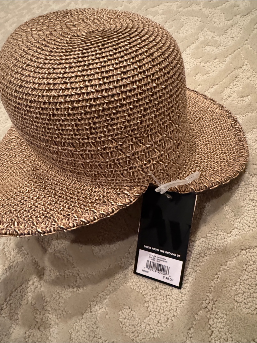 Nine West Wide Brim Sun Hat UPF 50+ Style #N0122009 Color- Brown Multi - Sz OS - Picture 2 of 8
